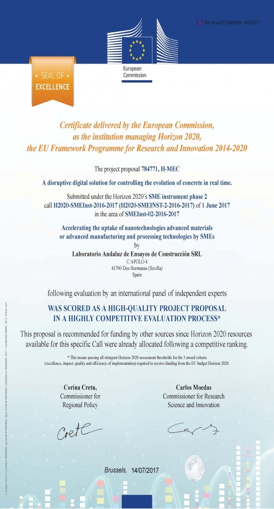 LAENSA obtiene sello de EXCELENCIA, de manos de la Comisión Europea.